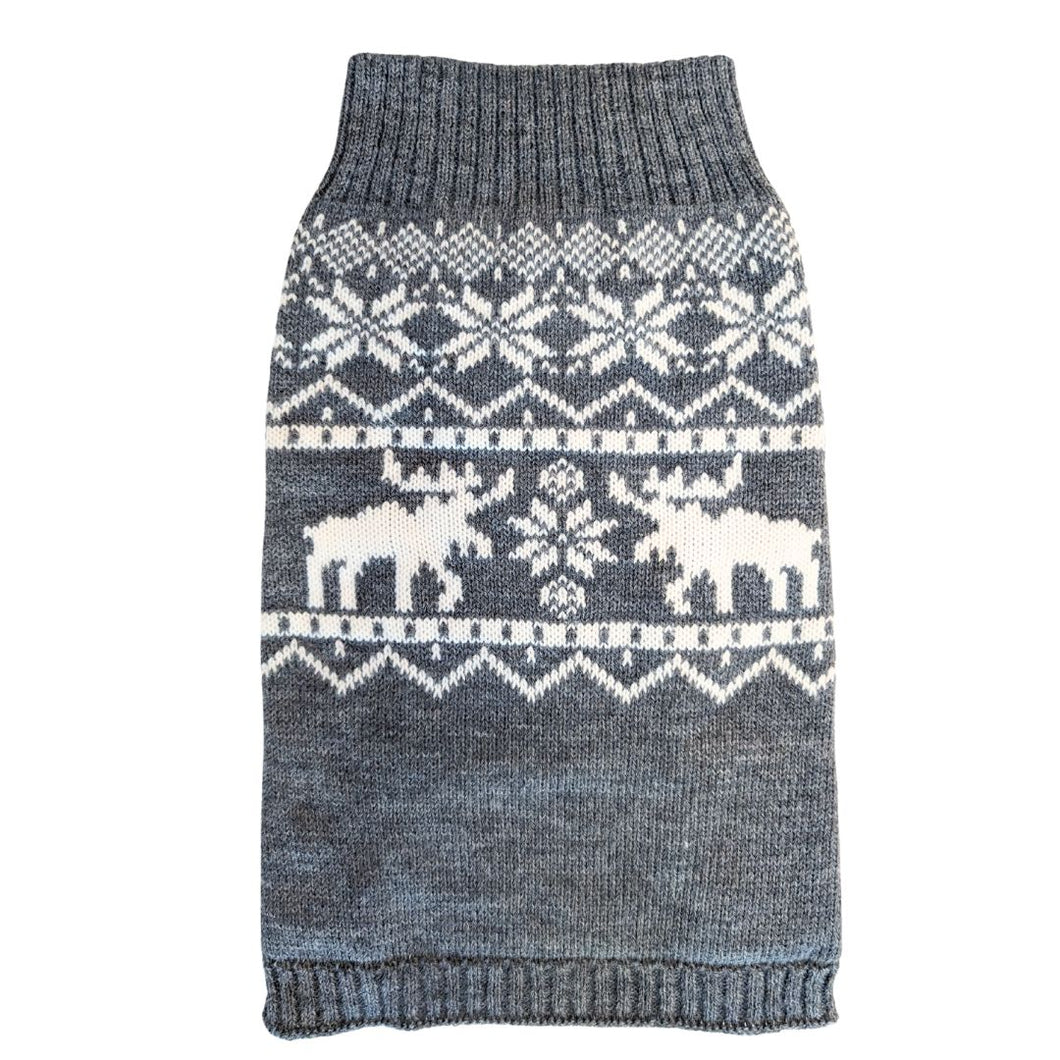 Matching Pet and Owner Christmas Sweaters: Grey Moose