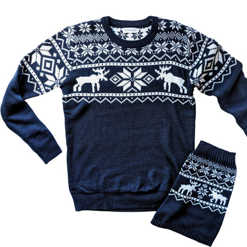 Matching Pet and Owner Christmas Sweaters: Merry Moose