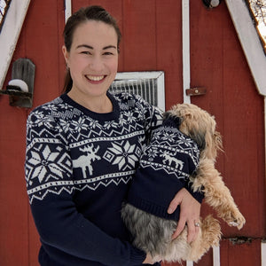 Matching Pet and Owner Christmas Sweaters: Merry Moose