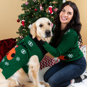 Matching Pet and Owner Christmas Sweaters: Rad Reindeer