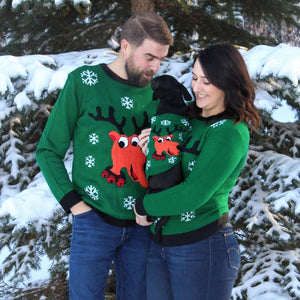 Matching Pet and Owner Christmas Sweaters: Rad Reindeer