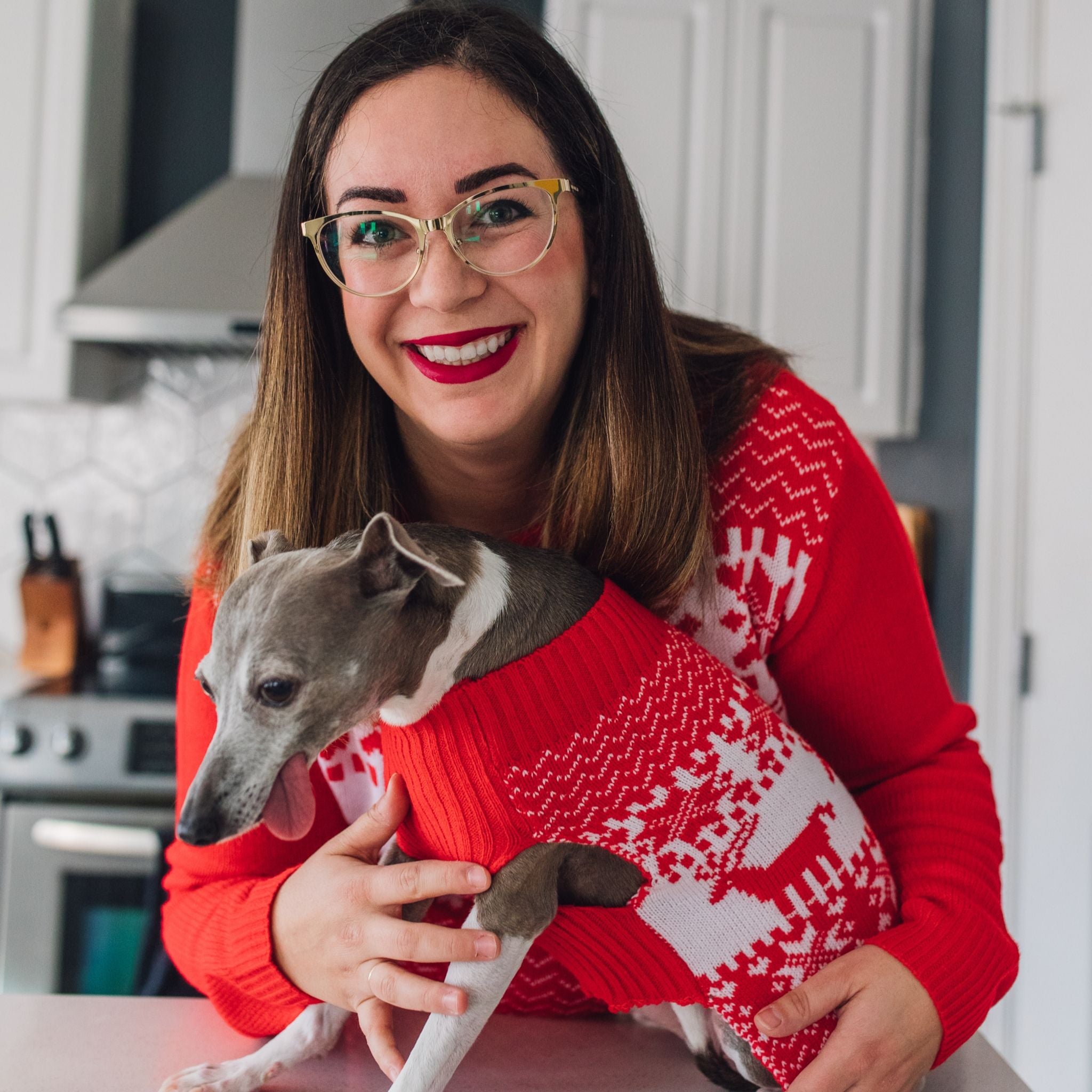 Dog owner discount matching sweaters